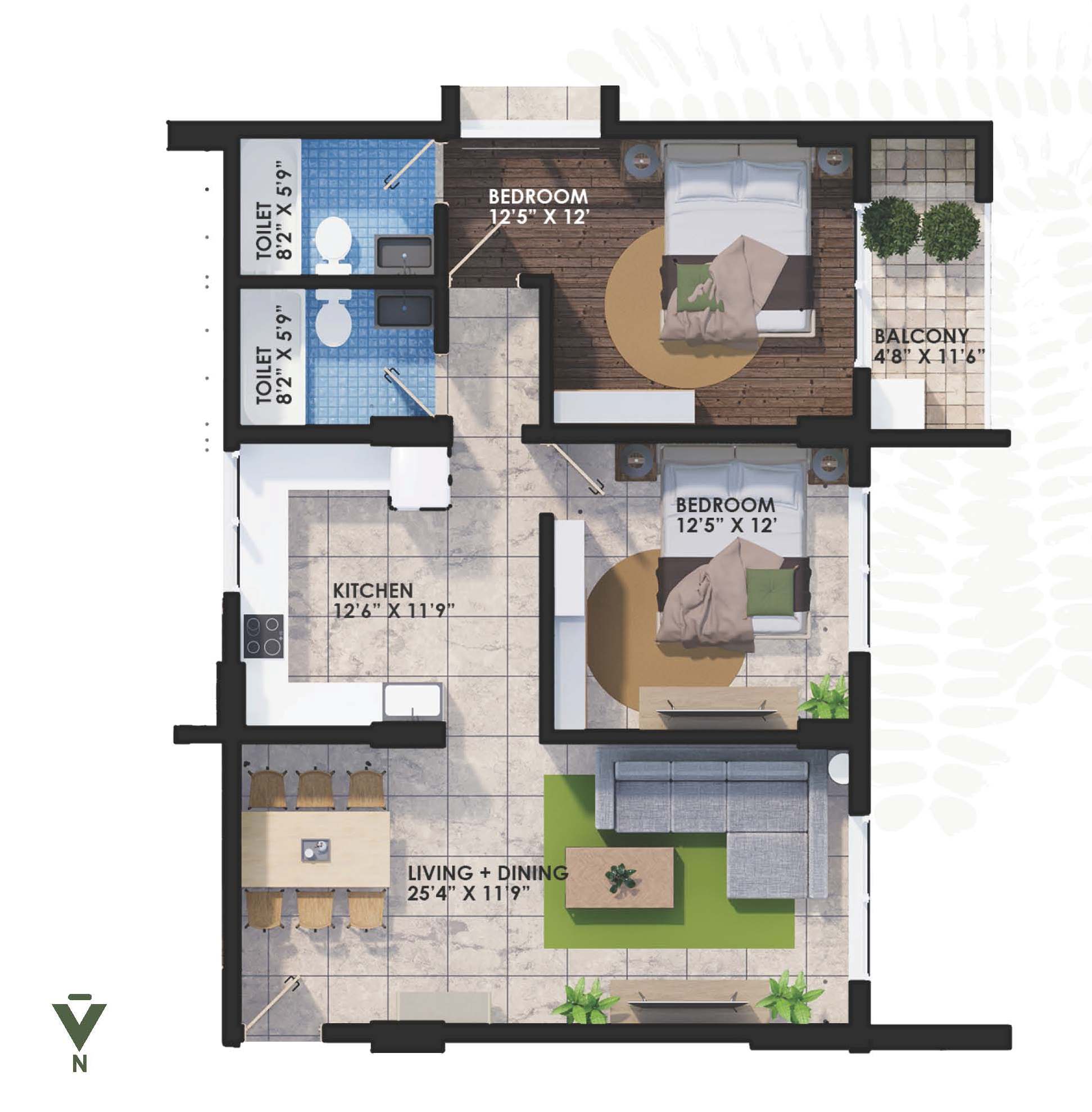 Tamarind Terrace 2 BHK flat under construction at Sailashree Vihar